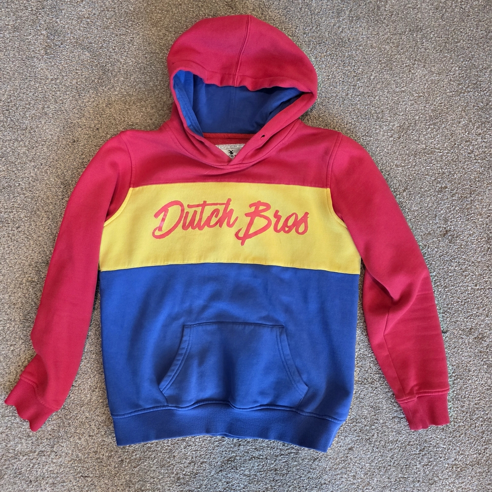 Dutch Bros Kids Hoodie in Red, Yellow, and Blue